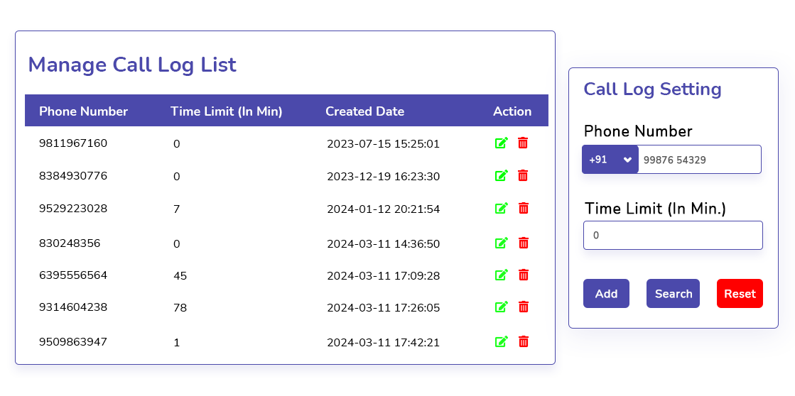 Whitelist & Blacklist Numbers